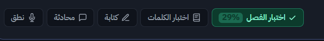 أنشطة الفصل: الاختبار والكلمات والكتابة والمحادثة